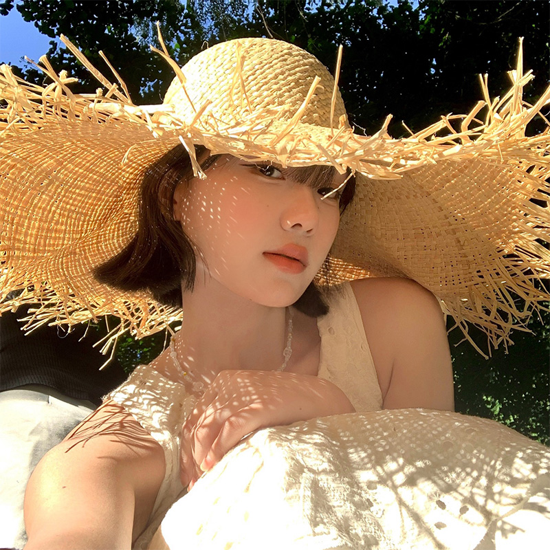 泰兰德度假风大帽檐草帽女夏海边