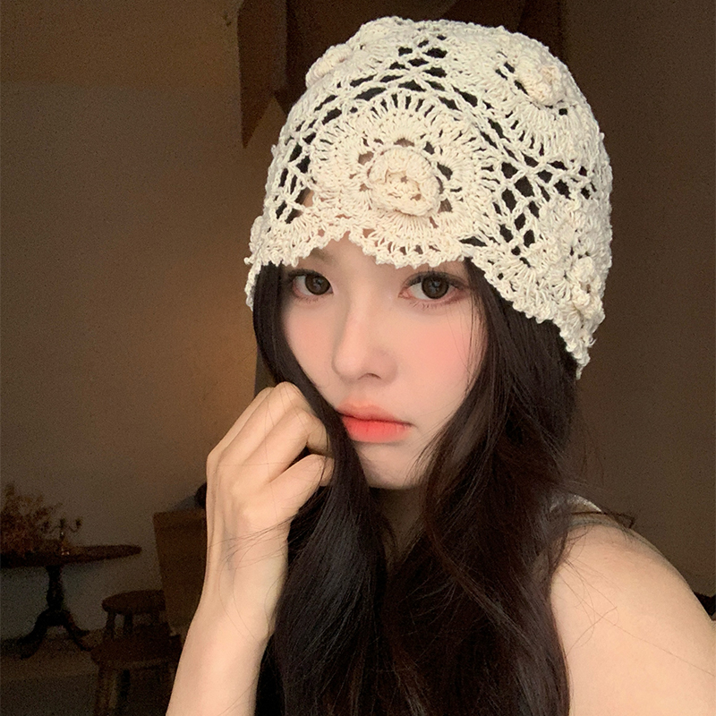 手工编织镂空针织帽子女春夏季