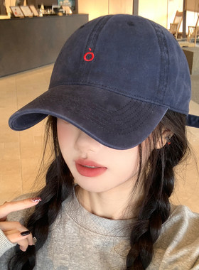 张婧仪同款藏青色棒球帽女宽帽檐