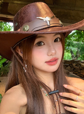 美式复古西部牛仔帽女夏户外旅行