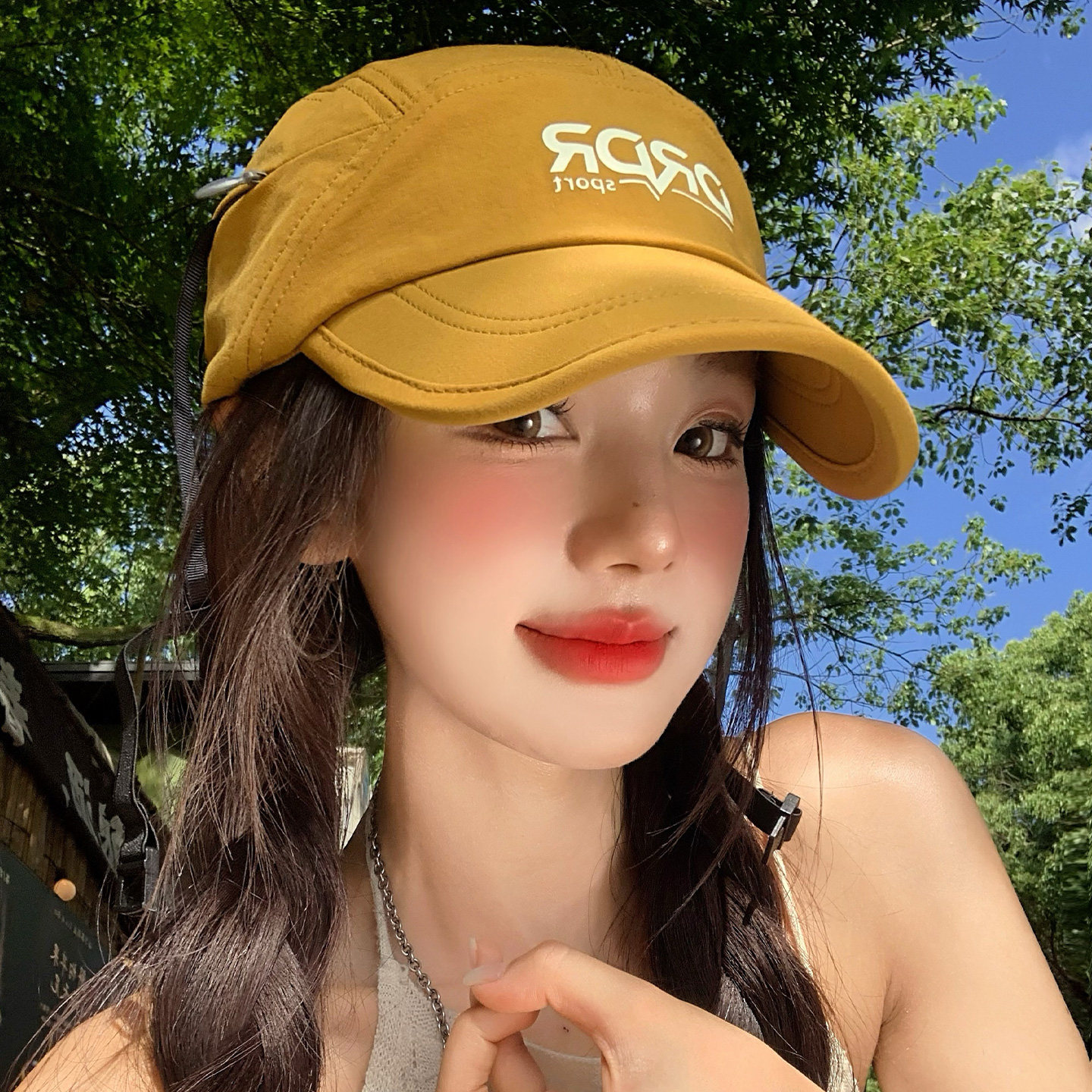 黄色字母棒球帽女款夏季薄款户外图片