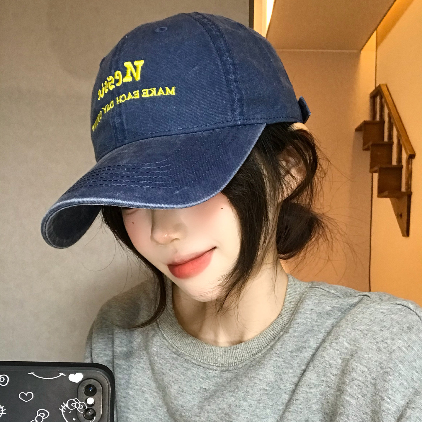 韩系ins字母刺绣藏青色棒球帽女款加大加深大头围显脸小鸭舌帽子,服饰配件/皮带/帽子/围巾,帽子,淘宝优惠券,粉丝福利购,淘宝优惠卷