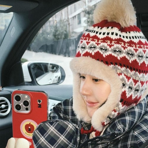 赵露思同款费尔岛针织护耳帽女冬