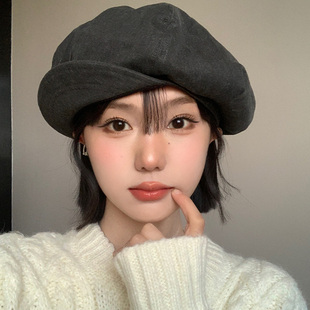 复古云朵八角帽子女春秋气质文艺鸭舌贝雷帽显脸小适合方圆脸帽子