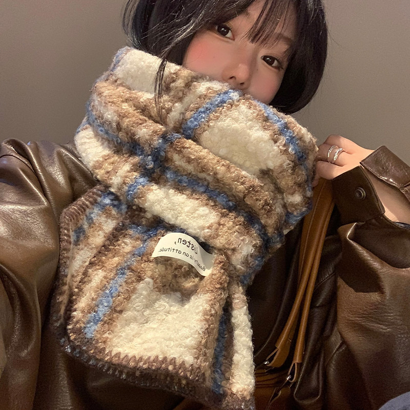 羊羔毛格子围巾女2025年秋冬季韩系氛围感百搭加厚保暖防寒围脖潮,服饰配件/皮带/帽子/围巾,围巾/丝巾/披肩,淘宝优惠券,粉丝福利购,淘宝优惠卷
