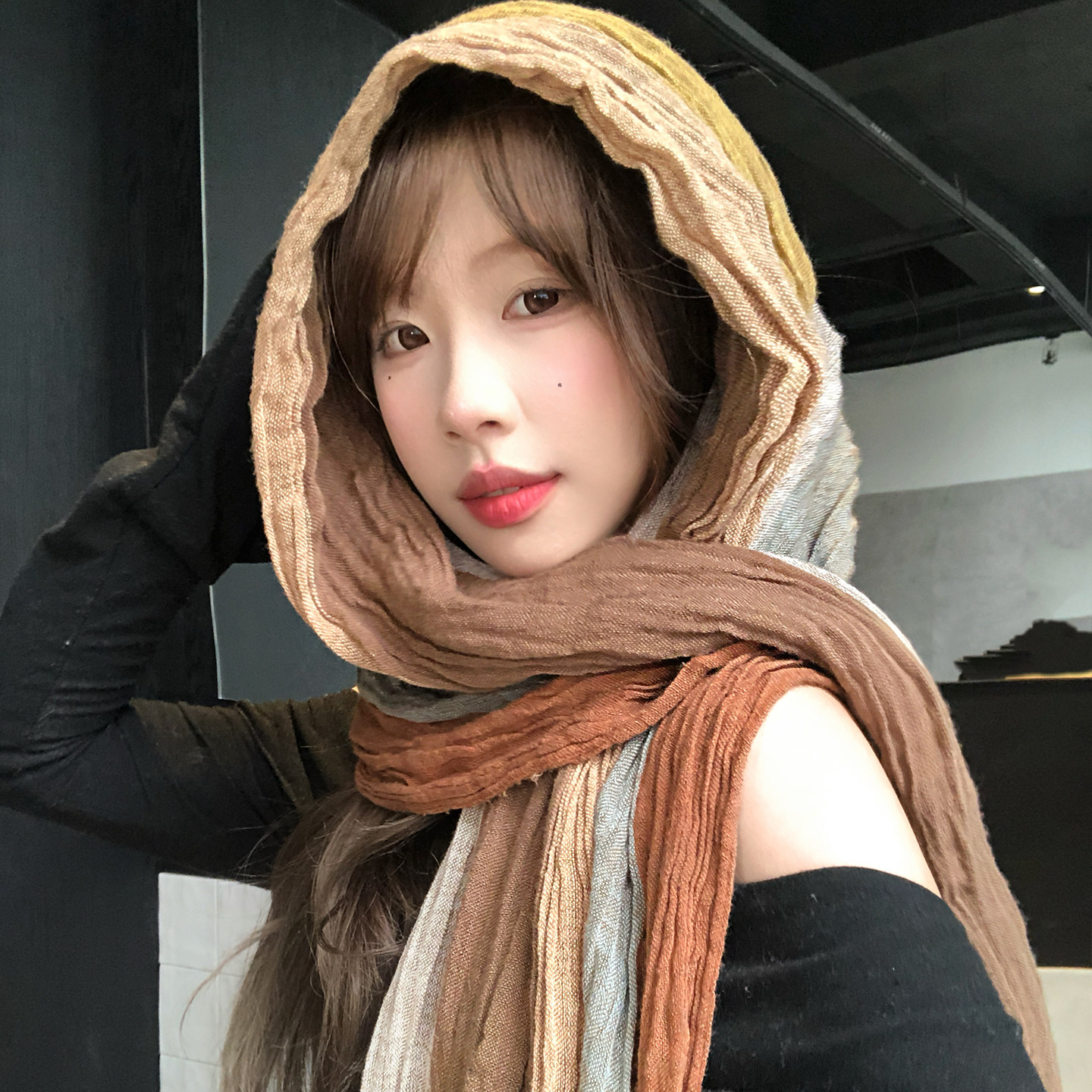 民族风复古棉麻丝巾女高级感沙漠废土风文艺时尚旅游拍照披肩围巾