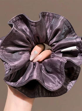 高级感紫色头花大肠发圈女扎头发丸子头气质发绳韩系复古头饰头绳