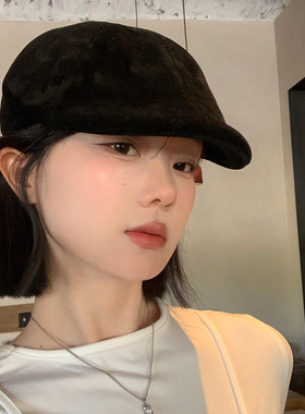 日系复古黑色前进帽女气质百搭
