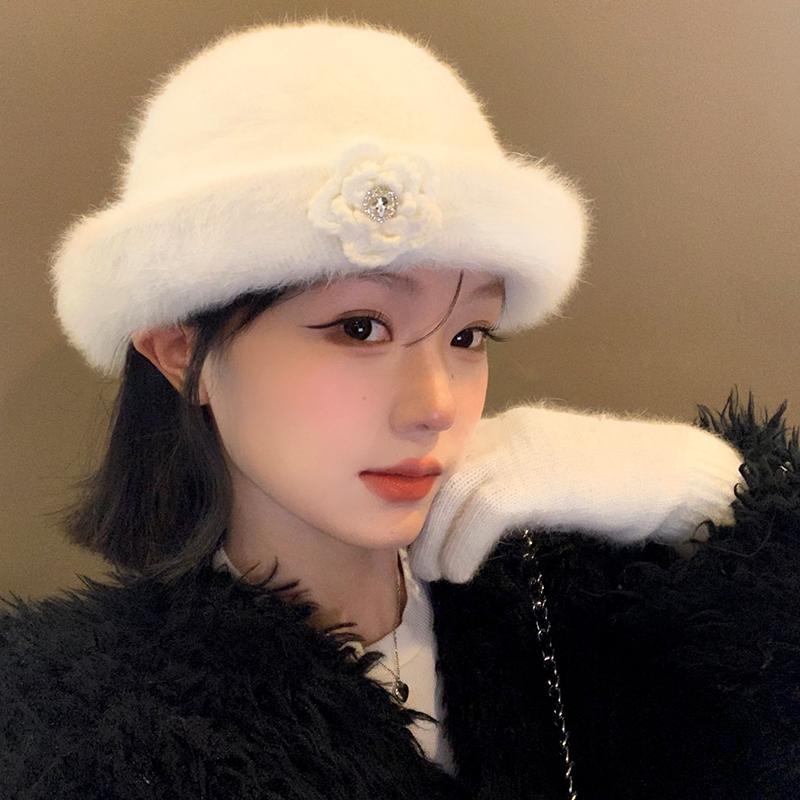 兔毛渔夫帽女2025年秋冬帽子大头