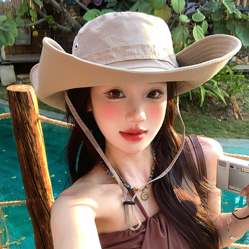 西部牛仔帽子女夏季大帽檐渔夫帽