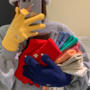 可爱小熊刺绣针织毛线五指手套女2025新款 保暖骑行露指骑车 秋冬季