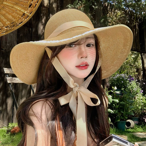 法式蕾丝飘带遮阳帽女夏2026新款