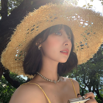 法式镂空大帽檐遮阳草帽女2025年