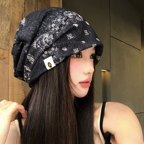复古扎染薄款透气堆堆帽女士夏季