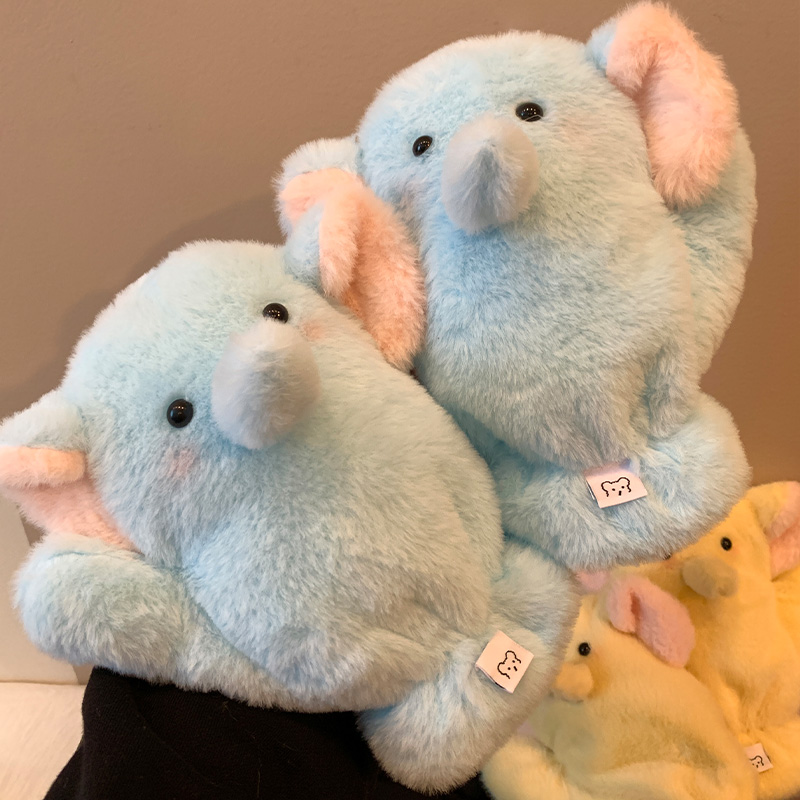 可爱蓝色大象毛绒连指手套女2025