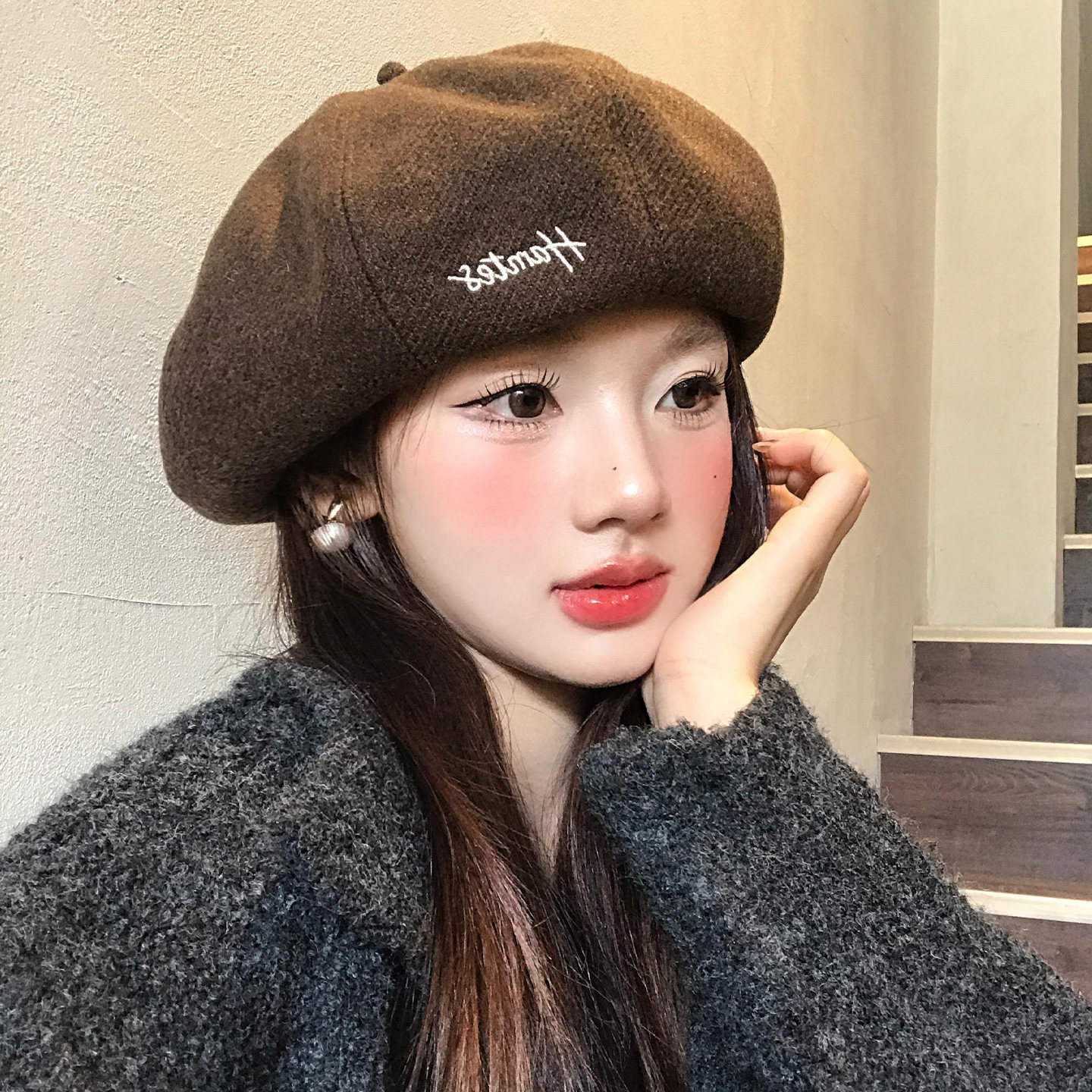 复古字母刺绣毛呢咖色贝雷帽女秋冬八角南瓜帽显脸小简约画家帽子,服饰配件/皮带/帽子/围巾,帽子,淘宝优惠券,粉丝福利购,淘宝优惠卷