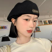贝雷帽女2025秋冬季新款显脸小反戴前进帽日系大头围黑色帽子