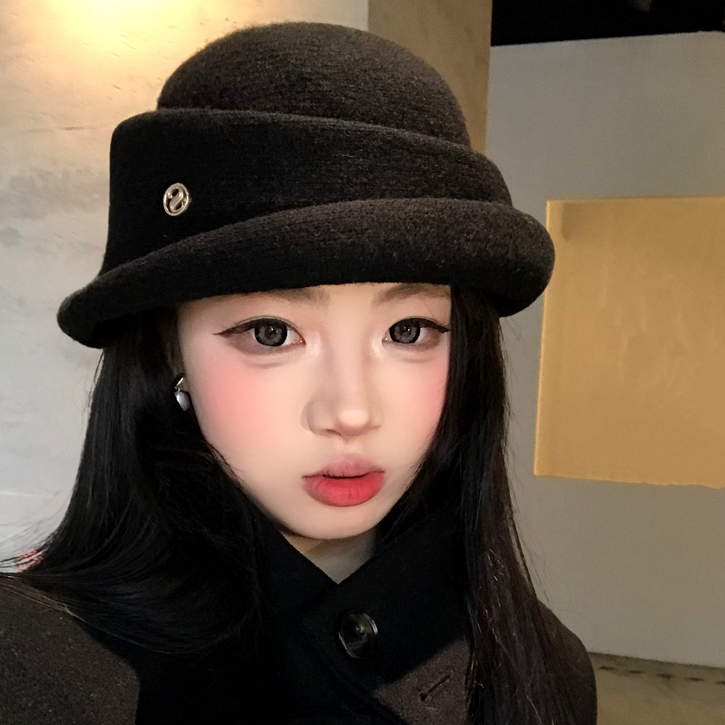 法式赫本风优雅毛呢礼帽女冬千金风高级感显脸小保暖防寒渔夫帽子