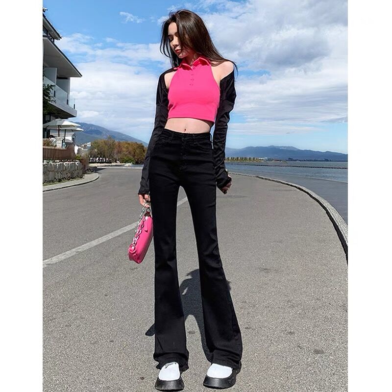 微喇牛仔裤女2024年新款春秋高腰显瘦宽松阔腿百搭小个子喇叭裤，女装牛仔裤，非凡制衣厂