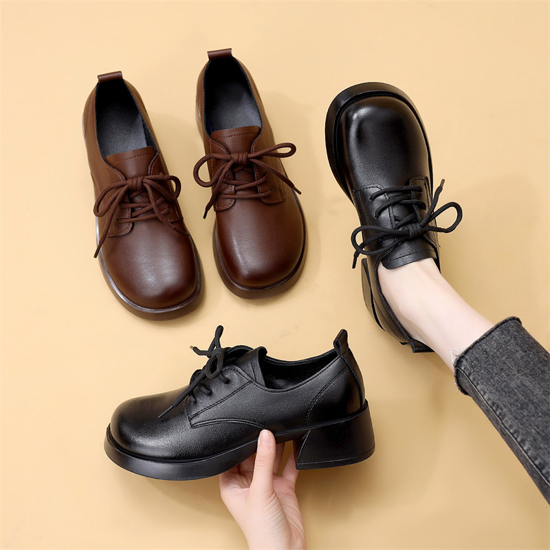 34小码防滑粗跟低跟系带乐福鞋女春新款百搭休闲单鞋41大码妈妈鞋,女鞋,深口单鞋,淘宝优惠券,粉丝福利购,淘宝优惠卷