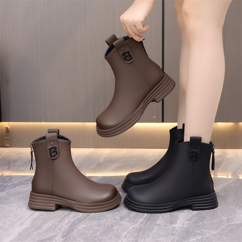 马丁靴短毛绒橡胶短筒百搭