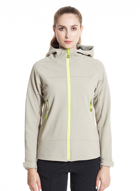 CARAVA喀尔沃女防风防水透气连帽加绒保暖软壳衣休闲外套457726