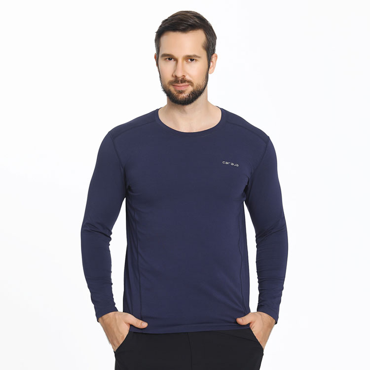 CARAVA喀尔沃男春夏户外圆领长袖弹力透气舒适专业速干T恤820223