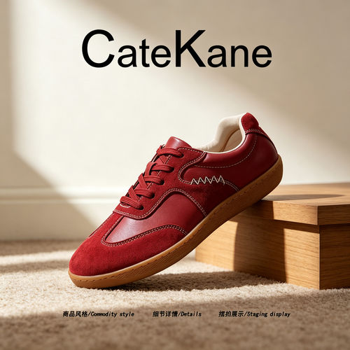 【高级潮感】CateKane2026秋季复古限定红德训鞋男款宽头舒适板鞋