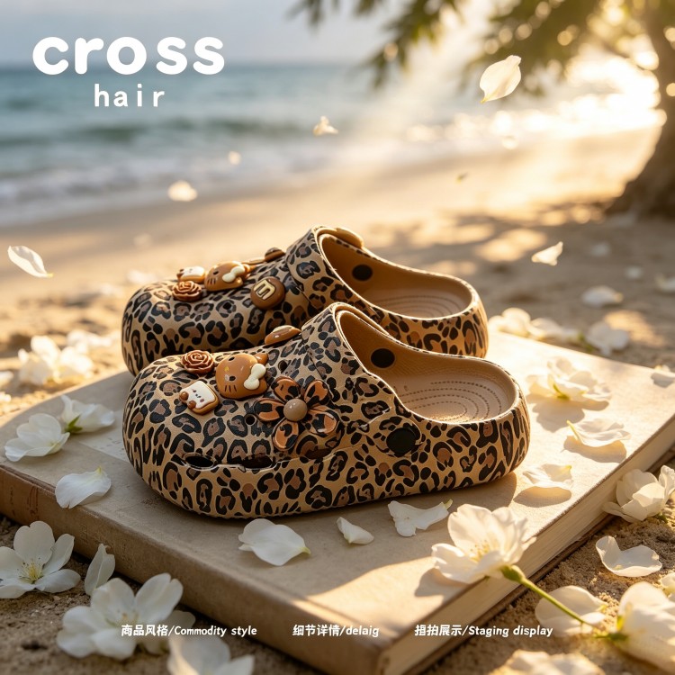 【拽姐本命】crosshair夏季豹纹猫咪洞洞鞋女户外逛街踩屎感凉鞋