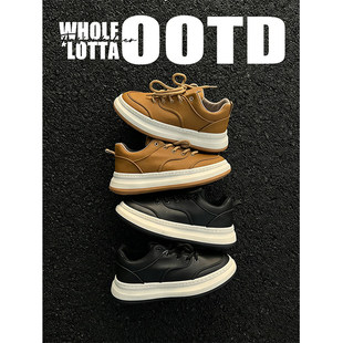 NewRockStarChoppa 极简Cleanfit穿搭男士板鞋秋冬休闲厚底面包鞋