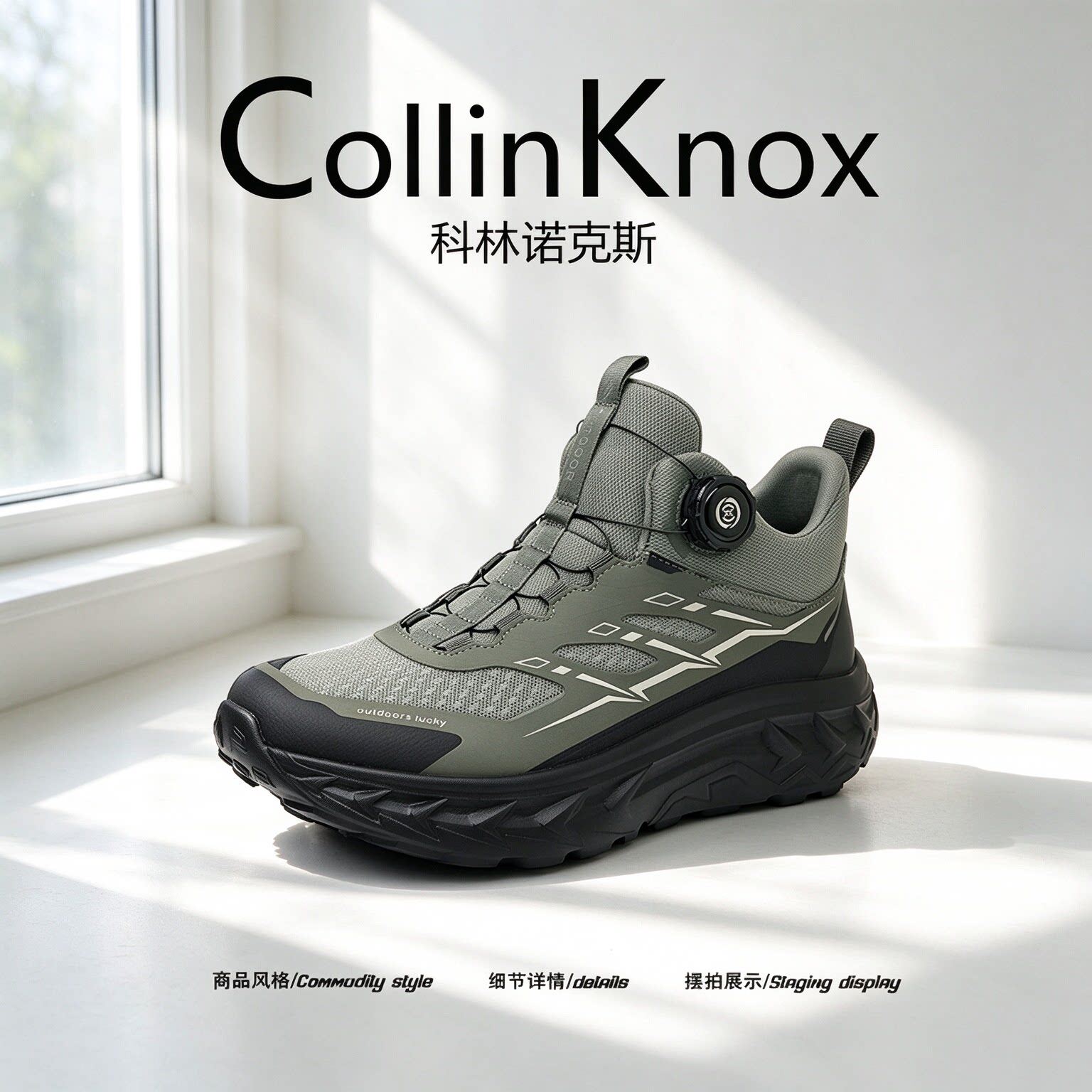 【好穿耐磨】CollinKnox2026年秋季新款户外男鞋旋转扣厚底老爹鞋