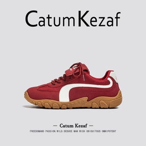 [运动休闲]美国CatumKezaf红色德训鞋男款夏季新款薄底赛车阿甘鞋