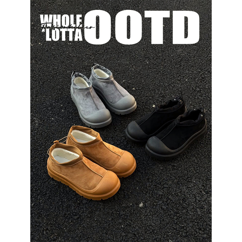 NewRockstarChoppa 冬季新款加绒保暖中帮棉鞋男士厚底复古雪地靴