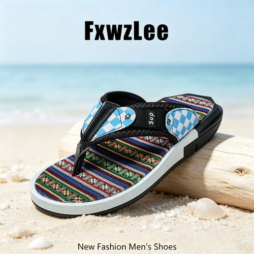 【民族浪潮】FxwzLee2026夏季国潮人字形拖鞋男海边沙滩夹脚潮拖