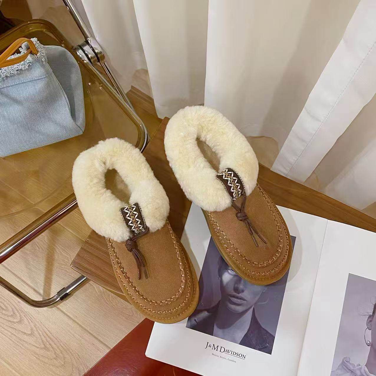 VK定制 韩版时尚真皮羊毛保暖雪地靴女001-101,女鞋,时尚雪地靴,淘宝优惠券,粉丝福利购,淘宝优惠卷