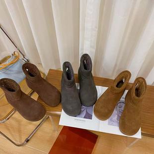 VK定制 欧洲站高档头层牛皮粗跟时尚短靴女120-188