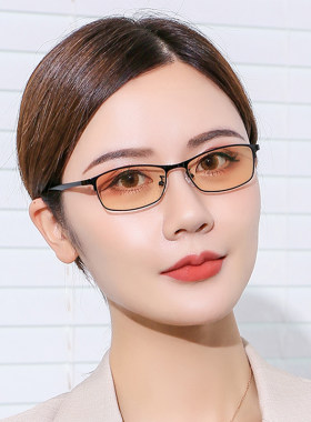 女平光有色柔遮盖光线防蓝光辐射紫外线浅色挡光电脑手机护目眼镜