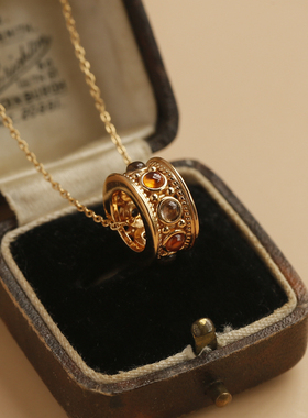 落日原创路路通银镀金芬达项链