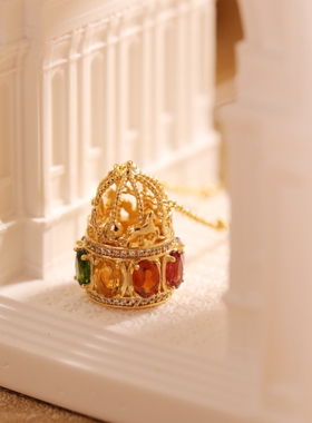 天然彩宝旋转木马项链薾曼原创