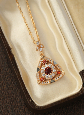 薾曼原创三角几何银镀金中古项链