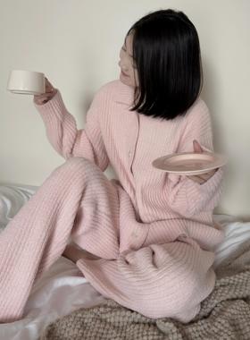 坑条边半边绒家居服秋冬新款睡衣套装可外穿·KL24-044显瘦宽松