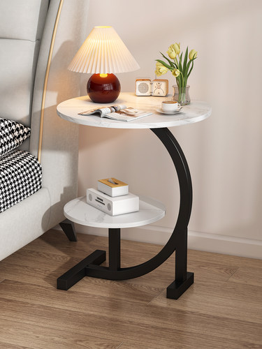 网红床边置物架小圆桌子简易家用沙发边几茶几床头柜现代简约卧室