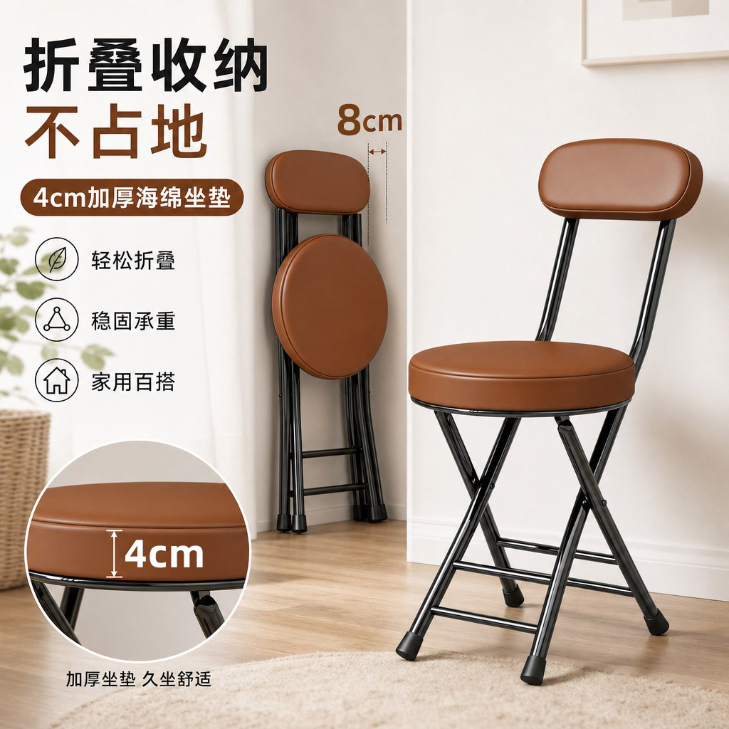 4CM加厚软座折叠餐椅一秒折叠图片