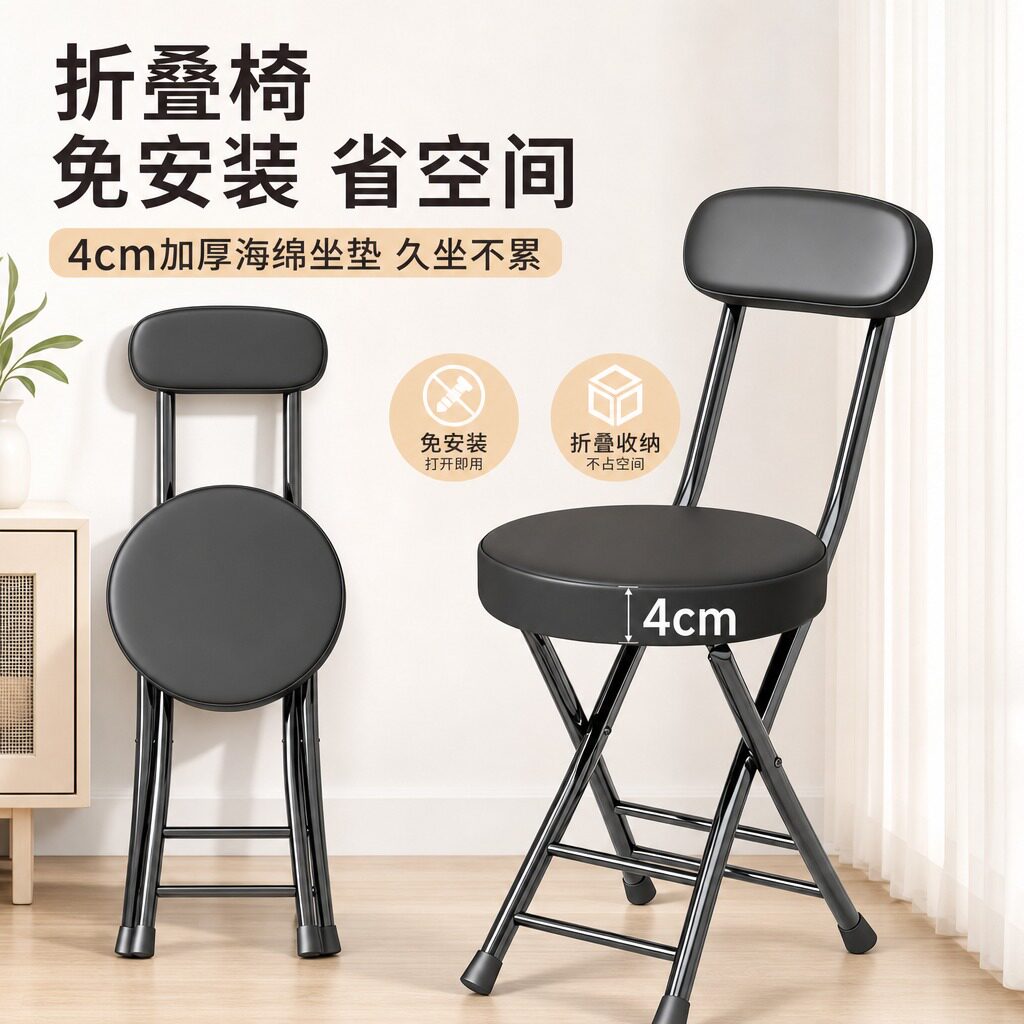4CM加厚软座折叠餐椅一秒折叠图片