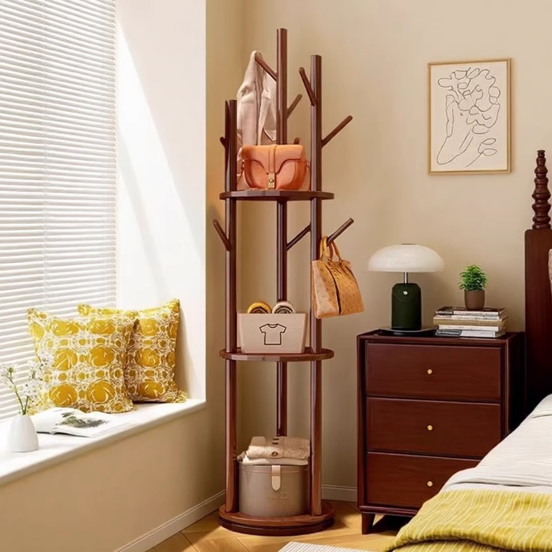 家用落地挂衣架分区可旋转衣帽架