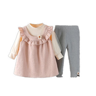 女童套装春季时髦礼服宝宝洋气公主裙三件0-4岁2婴儿春天连衣裙子