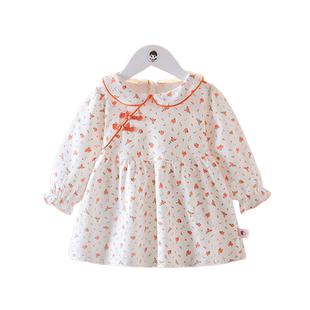 女童碎花上衣洋气春装女宝宝长袖打底衫1-2-3岁婴儿春天衣服新潮
