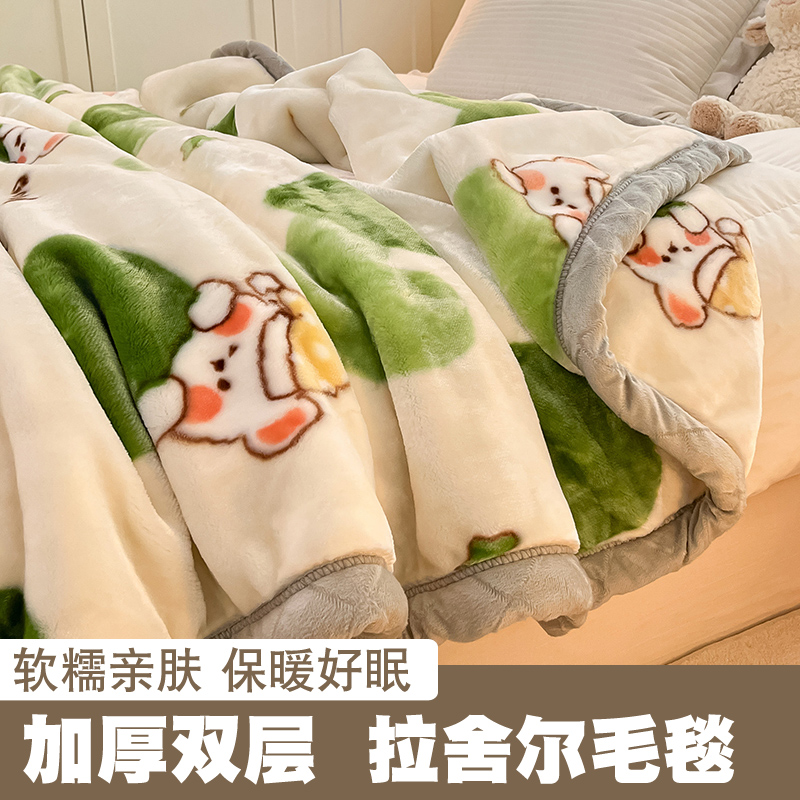 毛毯加厚拉舍尔毛毯单人宿舍学生冬季6斤双人珊瑚绒双层被子冬铺