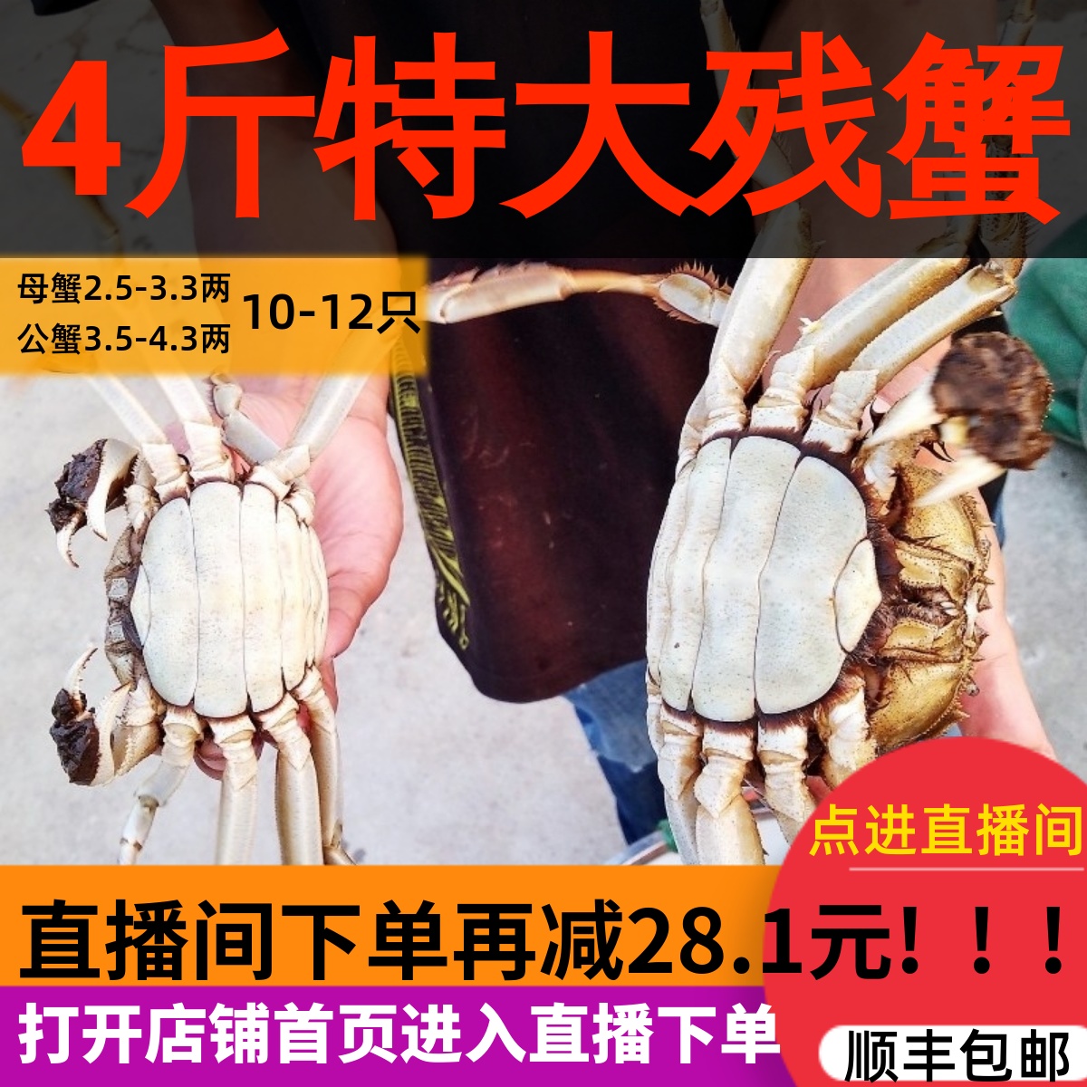 特大残蟹直播间下单打8折