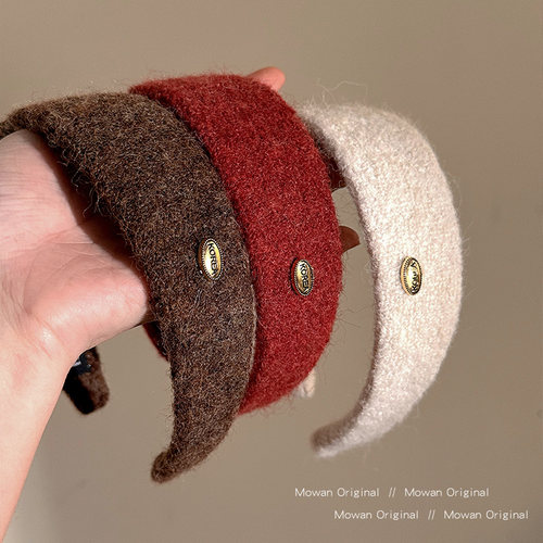 秋冬毛绒金标宽边发箍